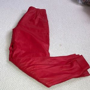 Vintage 80d 90s Y2K Red Leather Pants